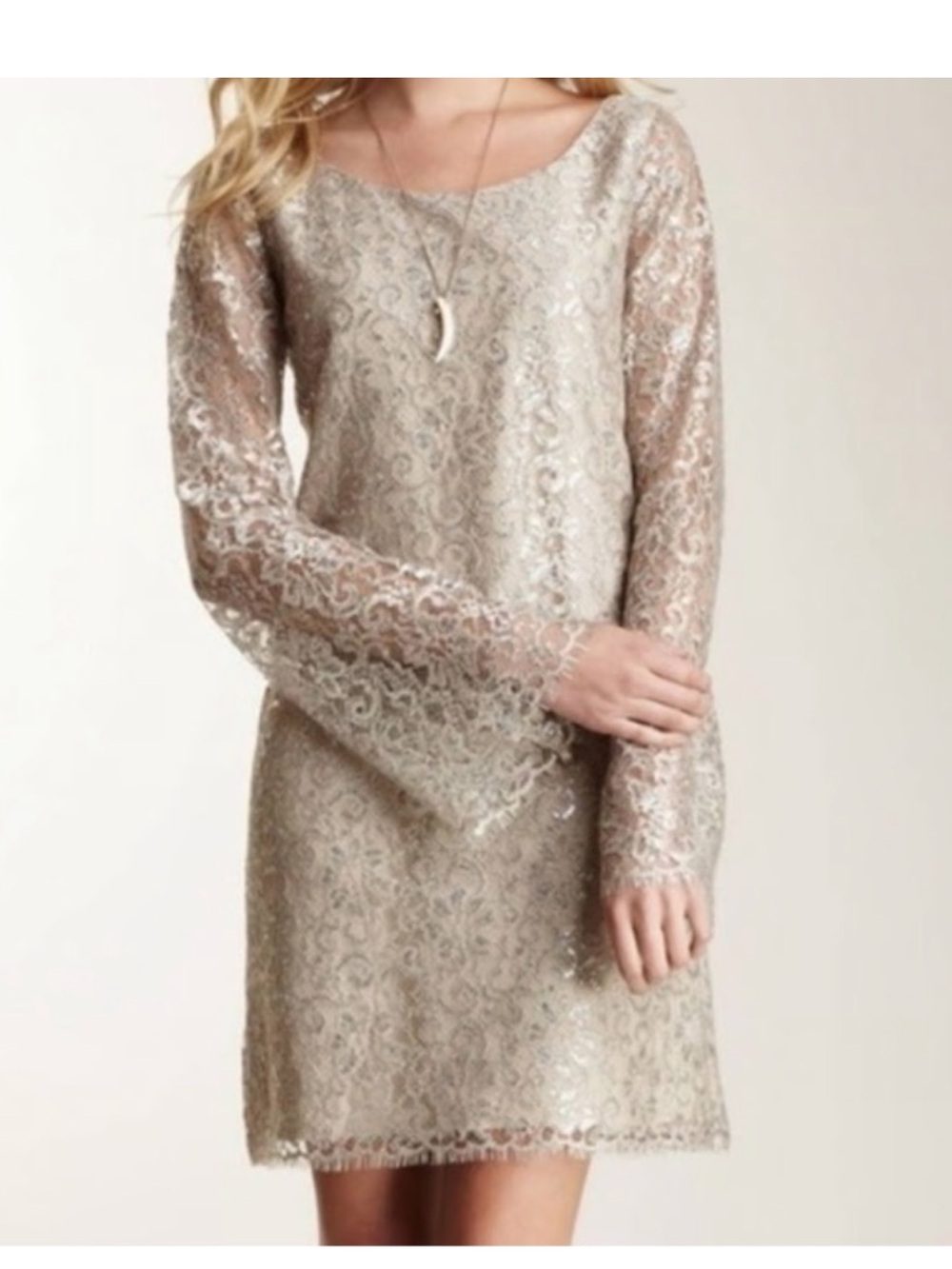 ✨ Corey Lynn Calter Lace Shift Dress in Champagne Gold ✨